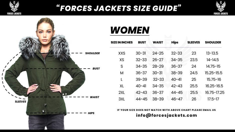Our Size Guide And Chart Forces Jackets