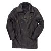 Black Leather Navy Pea Coat