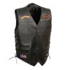 Men's Black Leather Side Lace Live to Ride Pre-Patched Vest