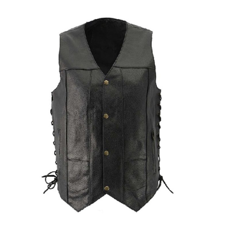 Black-Side-Laced-Classic-Leather-Vest