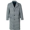 Men's Long Houndstooth Light Blue Wool Coat