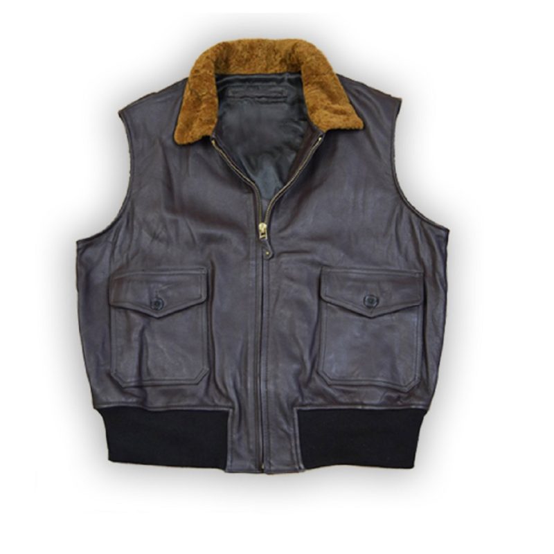 Men's Barnstormer Brown Bomber Leather Vest