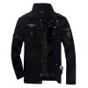 Men's Casual Black Cotton Military Badge Field Jacket