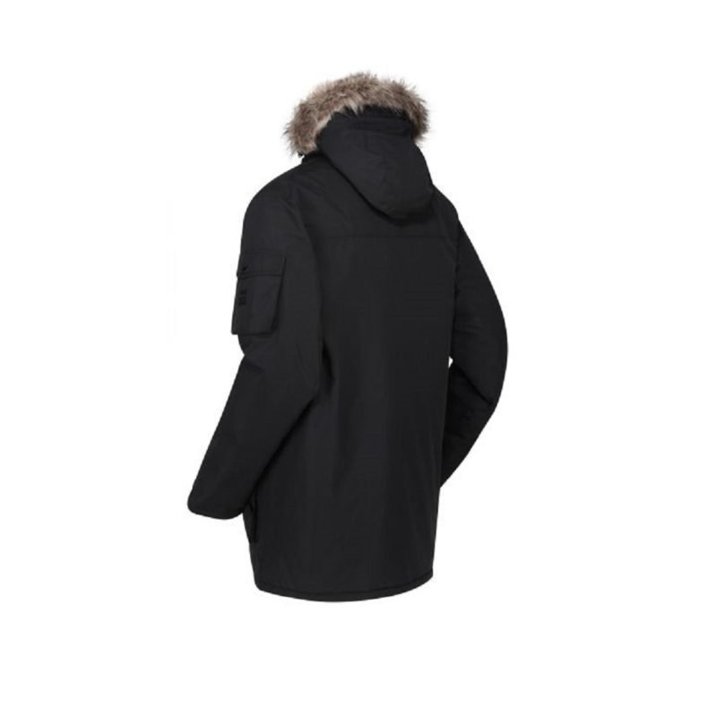 Men’s Fur Trimmed Black Parka Jacket-