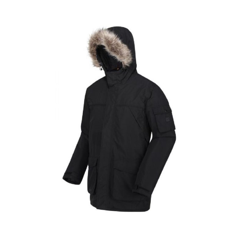 Men’s Fur Trimmed Black Parka Jacket