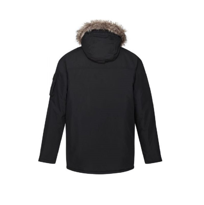 Men’s Fur Trimmed Black Parka Jackets-