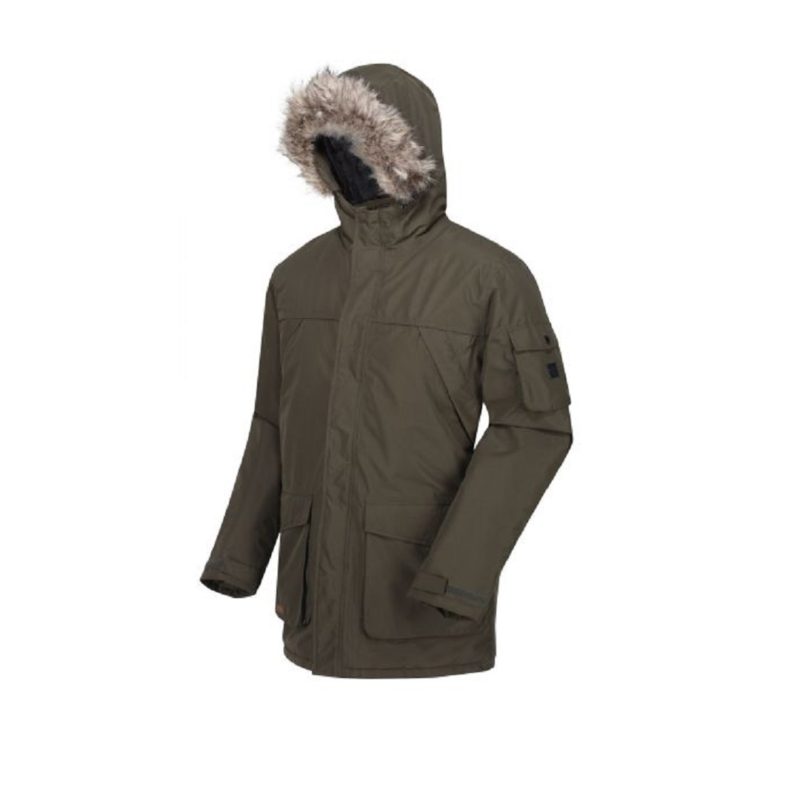 Men’s Fur Trimmed Khaki Parka Jacket
