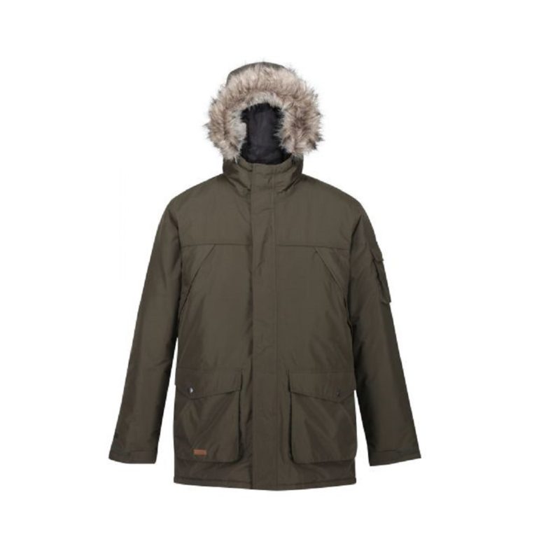 Men's Khaki Faux Fur Parka Jacket