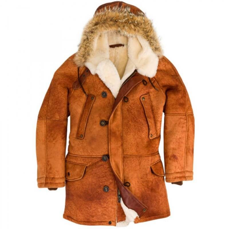 Men's N3B Sheepskin Parka Orange Jacket
