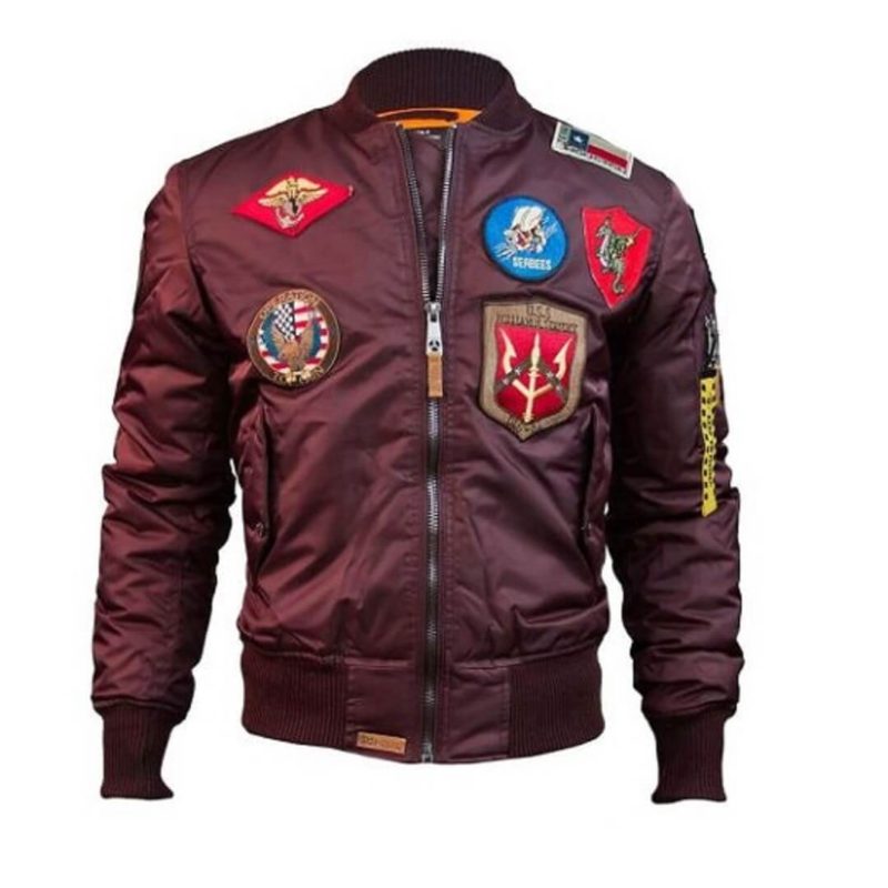 Mens Top Gun Nylon Burgendy MA-1 Jacket