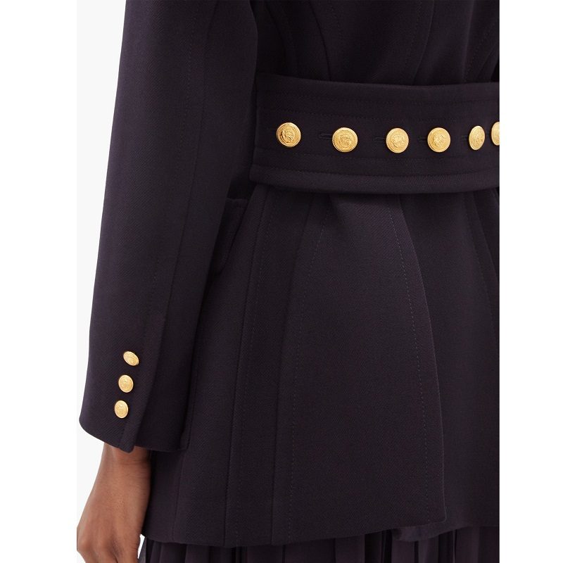Double Breasted Wool Purple Pea Coat