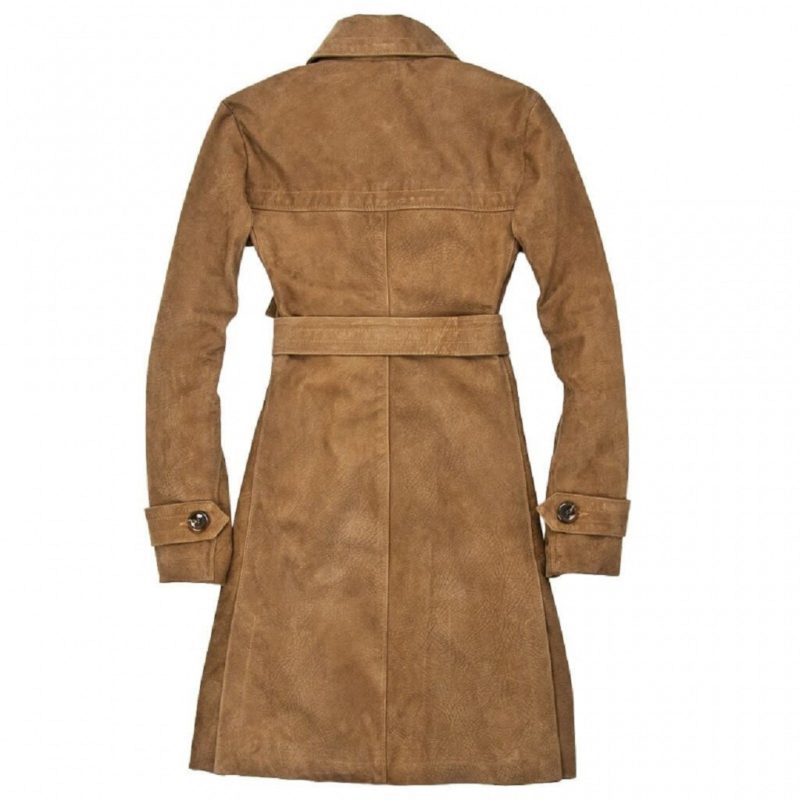 Women's Amelia Brown Suede Trench Coat