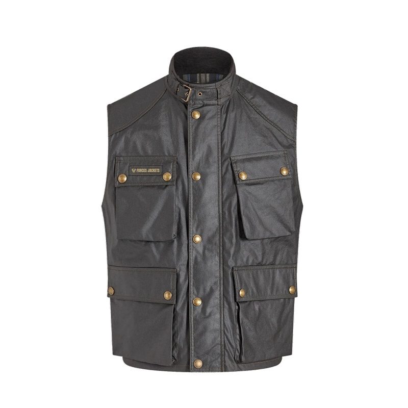 Men's Black Cotton Waxed Vest