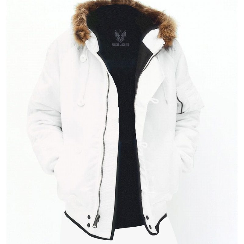 N2B Nylon Parka White Hooded Jacket