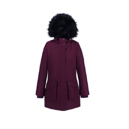 Insulated Trimmed Burgundy Parka
