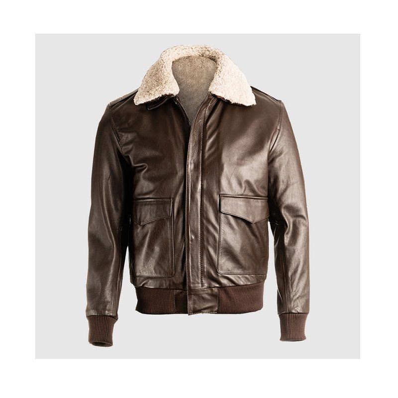 Men's Pilot Shearling Brown Bomber Jacket