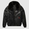 Leather Black V-Bomber Jacket