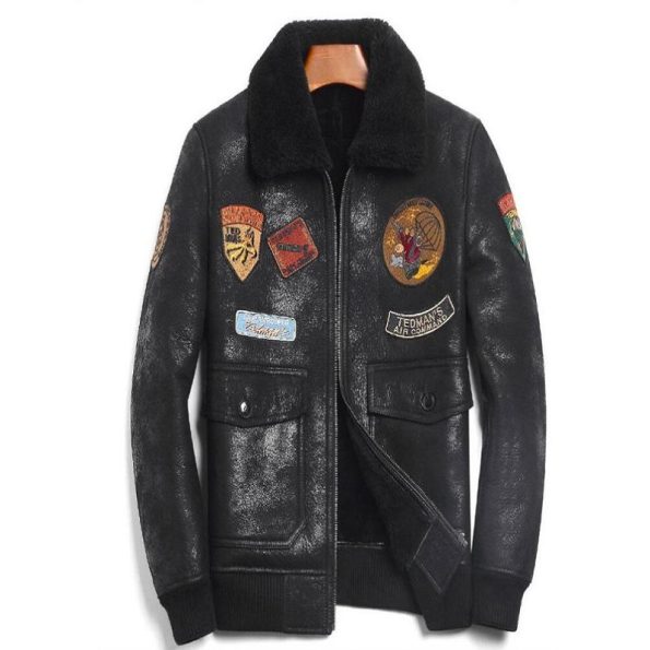 Sheep Skin Wool Leather Pilot Jacket
