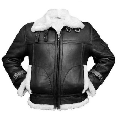 RAF B3 Black Aviator Shearling Bomber Jacket