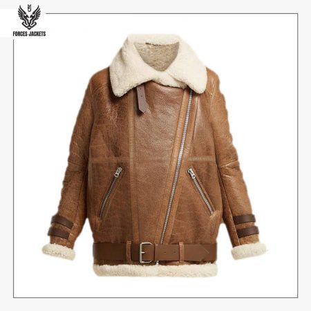 Women Light Brown Shearling Jacket