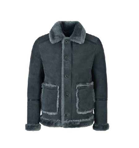 GREY FUR BOMBER AVIATOR WW2 STYLE LEATHER JACKET