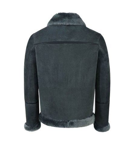 GREY FUR BOMBER AVIATOR WW2 STYLE LEATHER JACKET