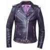 Lightweight Distressed Purple Leather Jacket