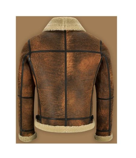 MEN DISTRESSED BROWN SHEARLING JACKET