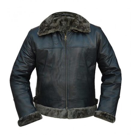 Men's B3 Raf Sheepskin Black Leather Jacket