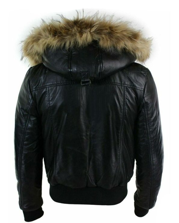 Men's Puffer Fur Hooded Bomber Jacket