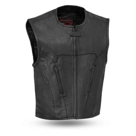 PERFORATED LEATHER MOTORCYCLE VEST