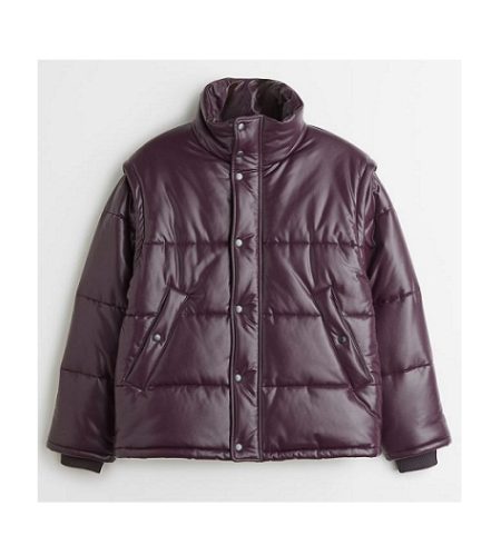 Quilted Grape Leather Puffer Flight Jacket