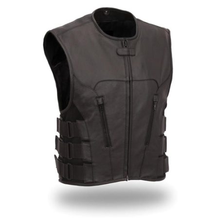SWAT TEAM STYLE MEN'S LEATHER MOTORCYCLE VEST