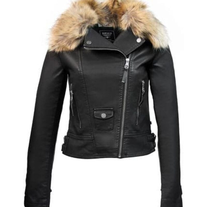 TOP GUN VEGAN LEATHER FAUX FUR JACKET