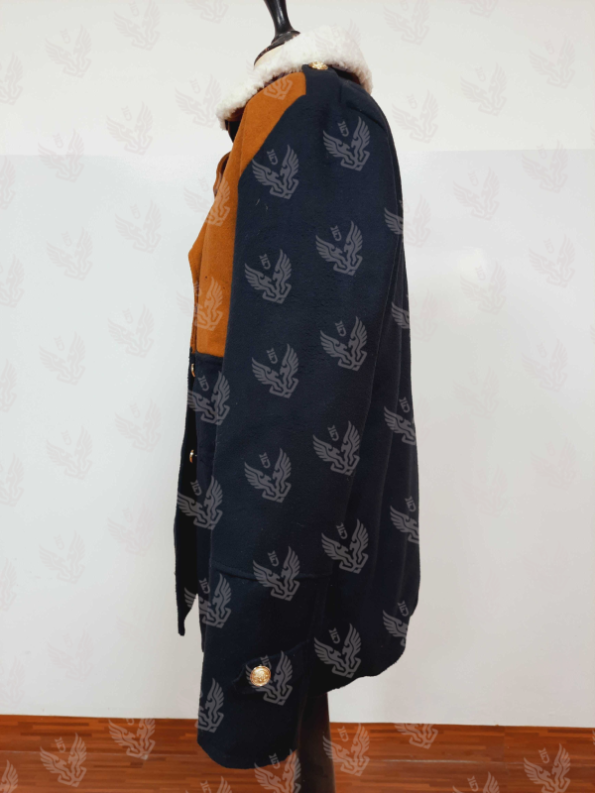 Navy Double-Breasted Wool-Blend Peacoat
