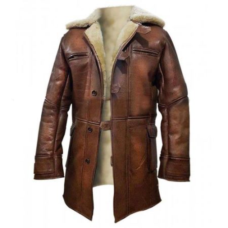 Tom Hardy Fur Shearling Brown Leather Coat
