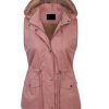 Womens Fur Lined Detachable Hoodie Vest