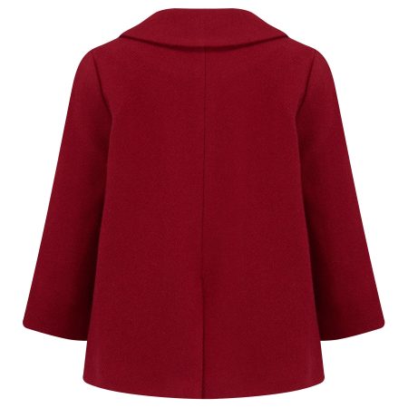 Back view of Kids Red Lambs Wool Pea Coat