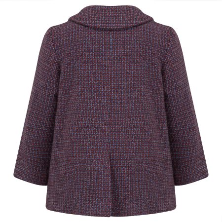 Back view of Kids Chequer Red & Blue Pea Coat
