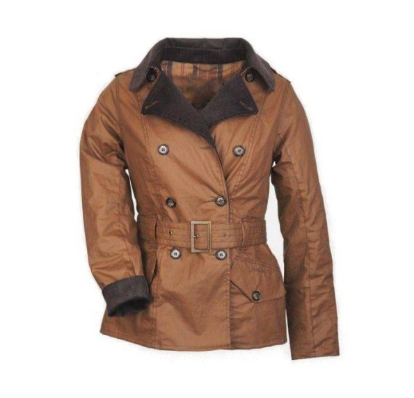 Brown Shearling Women's Military Trench Jacket