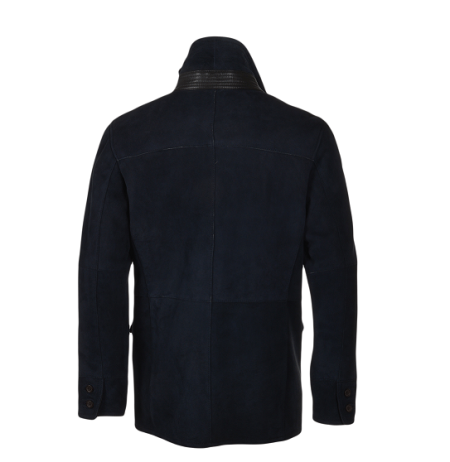 Dark Blue Sheepskin Men's Coat