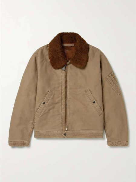 Faux Shearling Trimmed Cotton Flight Jacket