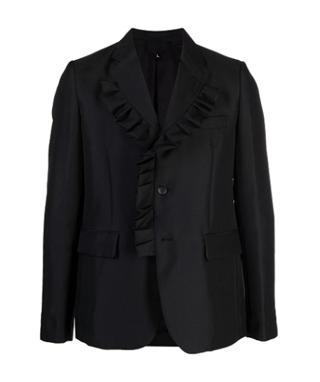 Frill Trim Single Breasted Blazer