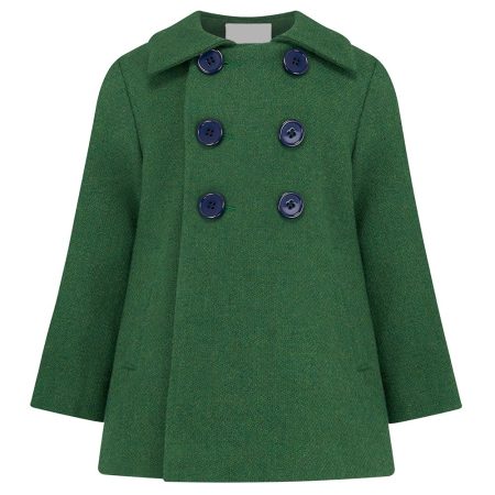 Kids Grass Green Pea Coat