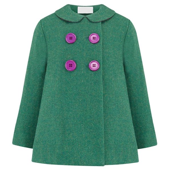 Children's Girls Cut Grass Green Pea Coat
