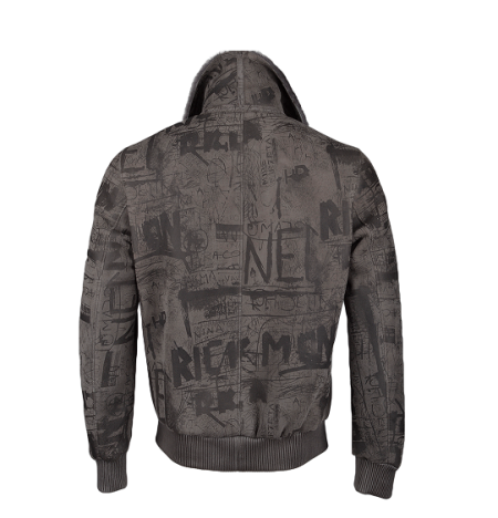 Graffiti Sheepskin Pilot Grey Bomber Jacket