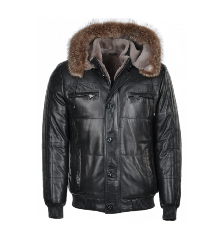 Lambskin Leather And Sheepskin Lined Hooded Jacket