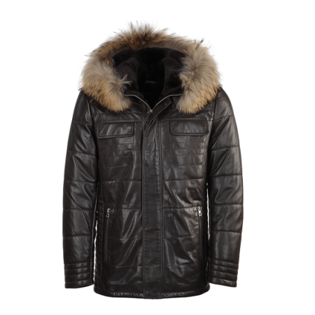 Lambskin Leather Faux Fur Brown Jacket
