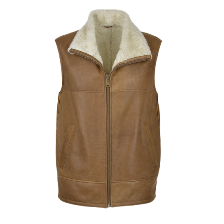 Leather Sheepskin Gillet Tan Vest
