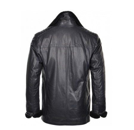 Men's Leather Sheepskin Black Coat